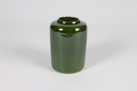 A011N6 Vase en céramique émaillée vert foncé D9.5cm H14.5cm