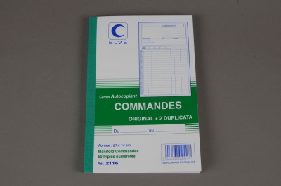 A011OI Carnet autocopiant de 50 commandes