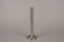 A012E0 Silver metal candle holder H31.5cm
