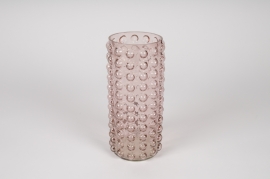 A012IH Pink glass vase D10cm H22cm