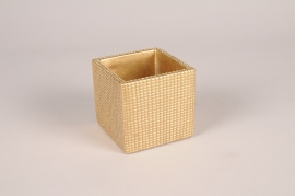 A012U0 Cache-pot en céramique or 8.5x8.5cm H8cm
