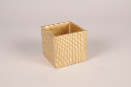 A012U0 Gold ceramic planter 8.5x8.5cm H8cm
