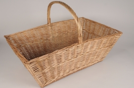 A013MZ Wicker basket planter with handle 70x43cm H30cm