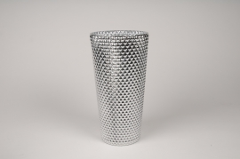 A014A3 Silver glass vase D14cm H27cm
