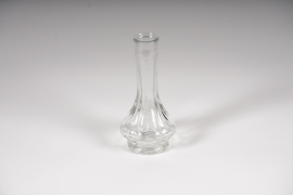 A014MO Vase soliflore en verre strié avec col D7cm H15cm