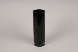 A014PS Black glass cylinder vase D10cm H30cm