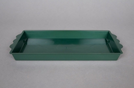 A014X9 Pack of 25 green plasic rectangular bowls 24.5x12.5cm