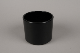 A015A8 Black ceramic planter D17.5cm H14cm