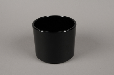 A015A8 Cache-pot en c�ramique noir D17.5cm H14cm