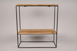 A015AY Wooden and metal shelf 60x25cm H65.5cm