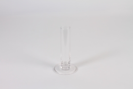 A015CV Clear single flower glass vase D8cm H15cm