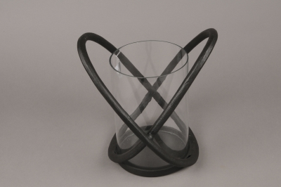 A015KU Black metal light holder H28.5cm
