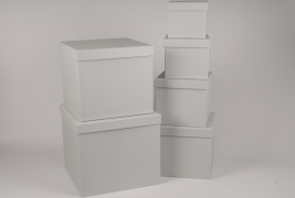 A015O1 Set of 6 grey cardboard box 28x28cm H28cm