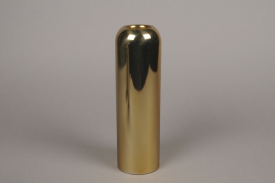 A015W0 Gold metal candle holder D7.5cm H25cm
