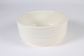 A015XF White striated ceramic bowl D23.5cm H10.5cm