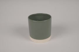 A016AA Cache-pot en céramique kaki D13cm H13cm