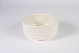 A016XF White striated ceramic bowl D20.5cm H9.5cm
