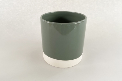 A017AA Cache-pot en c�ramique kaki D15cm H15.5cm
