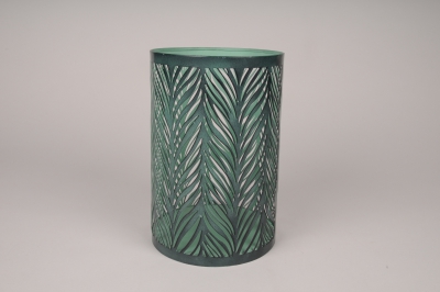 A017ZN Photophore en m�tal vert D15.5cm H22.5cm