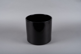 A018A8 Cache-pot en céramique noir D28cm H25.5cm