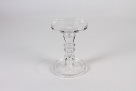 A018CV Clear glass stemmed candlestick D13cm H19cm