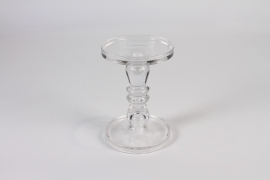 A018CV Clear glass stemmed candlestick D13cm H19cm