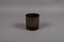 A018E5 Pot en métal noir D13cm H13.5cm