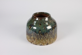 A018LG Old green ceramic vase D24cm H19.5cm