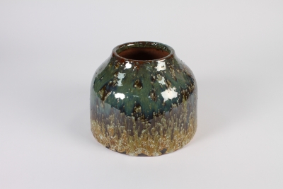 A018LG Vase en c�ramique vert antique D24cm H19.5cm