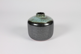 A018N6 Blue ceramic vase D13cm H13cm