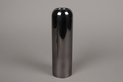 A018W0 Black metal candle holder D7.5cm H25cm