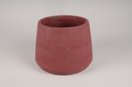 A019TT Dark red concrete planter D23cm H17cm