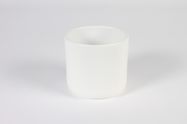 A019XF White ceramic planter D13.5cm H12.5cm