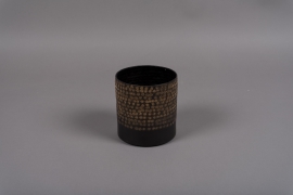 A020E5 Black metal vase D10.5cm H10.5cm