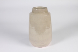 A020N6 Vase en céramique émaillée beige D19cm H28.5cm