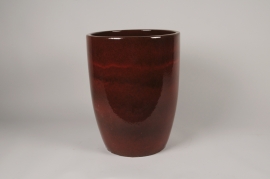 A021YD Pot en céramique émaillée bordeaux D56cm H69cm