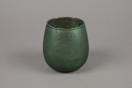 A022G2 Emerald glass candle jar D13cm H13cm