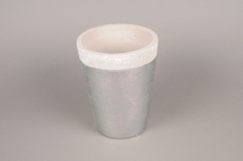 A022H8 Vase en céramique argent D17.5cm H23cm