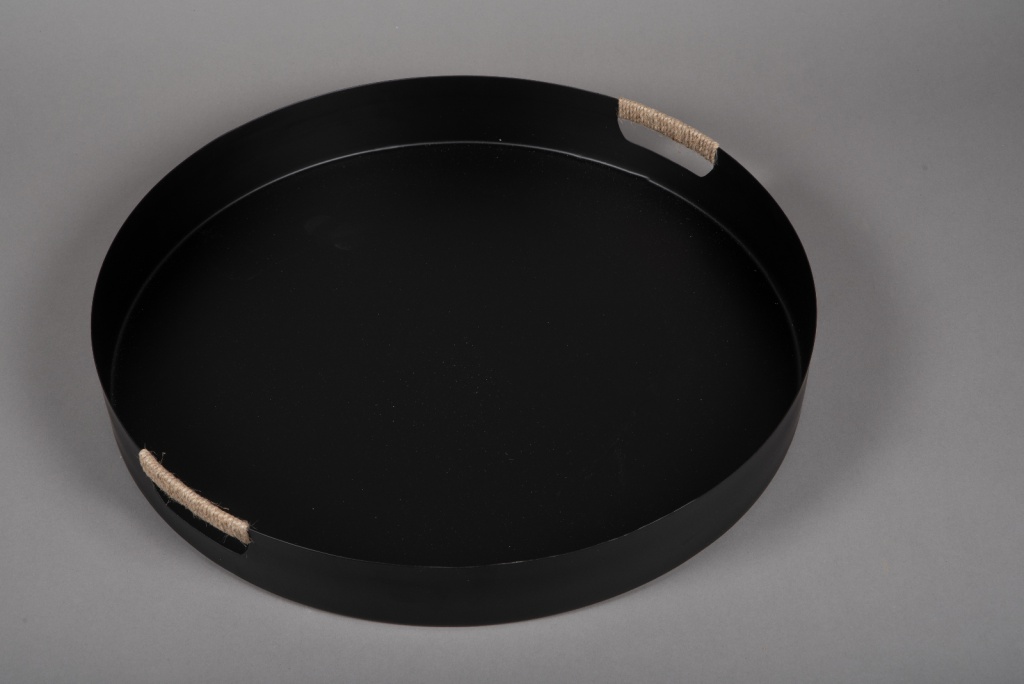 Black metal tray D51.5cm