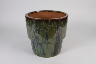 A022LG Cache-pot en c�ramique vert antique D30cm H29cm