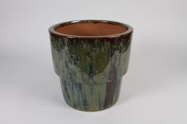A022LG Old green ceramic planter D30cm H29cm