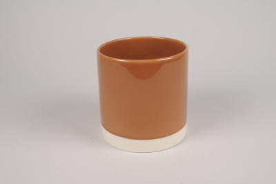 A023AA Cache-pot en c�ramique cognac D15cm H15cm