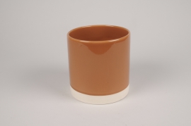 A023AA Cognac ceramic planter D15cm H15cm