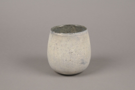 A023G2 Grey glass candle jar D13cm H13cm