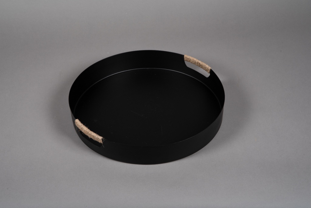 Black metal tray D41cm