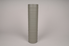 A023U9 Vase cylindre en métal vert kaki D10cm H40cm