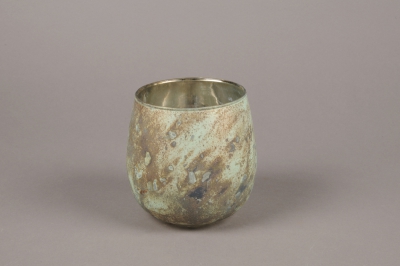 A024G2 oxidized bronze glass candle jar D13cm H13cm