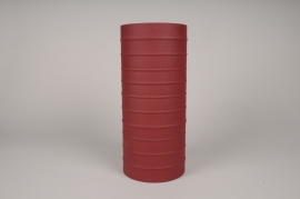 A024U9 Vase cylindre en métal rouge D15cm H35cm