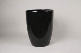 A024YD Pot en céramique émaillée noir D56cm H69cm