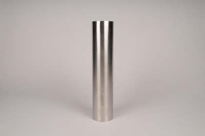 A025E0 Bougeoir cylindre m�tal argent D7.5cm H35cm